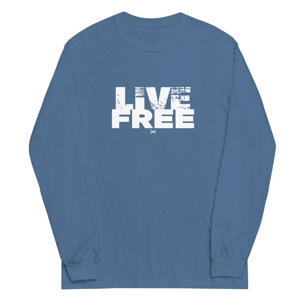 Live Free Indigo Blue Long Shirt