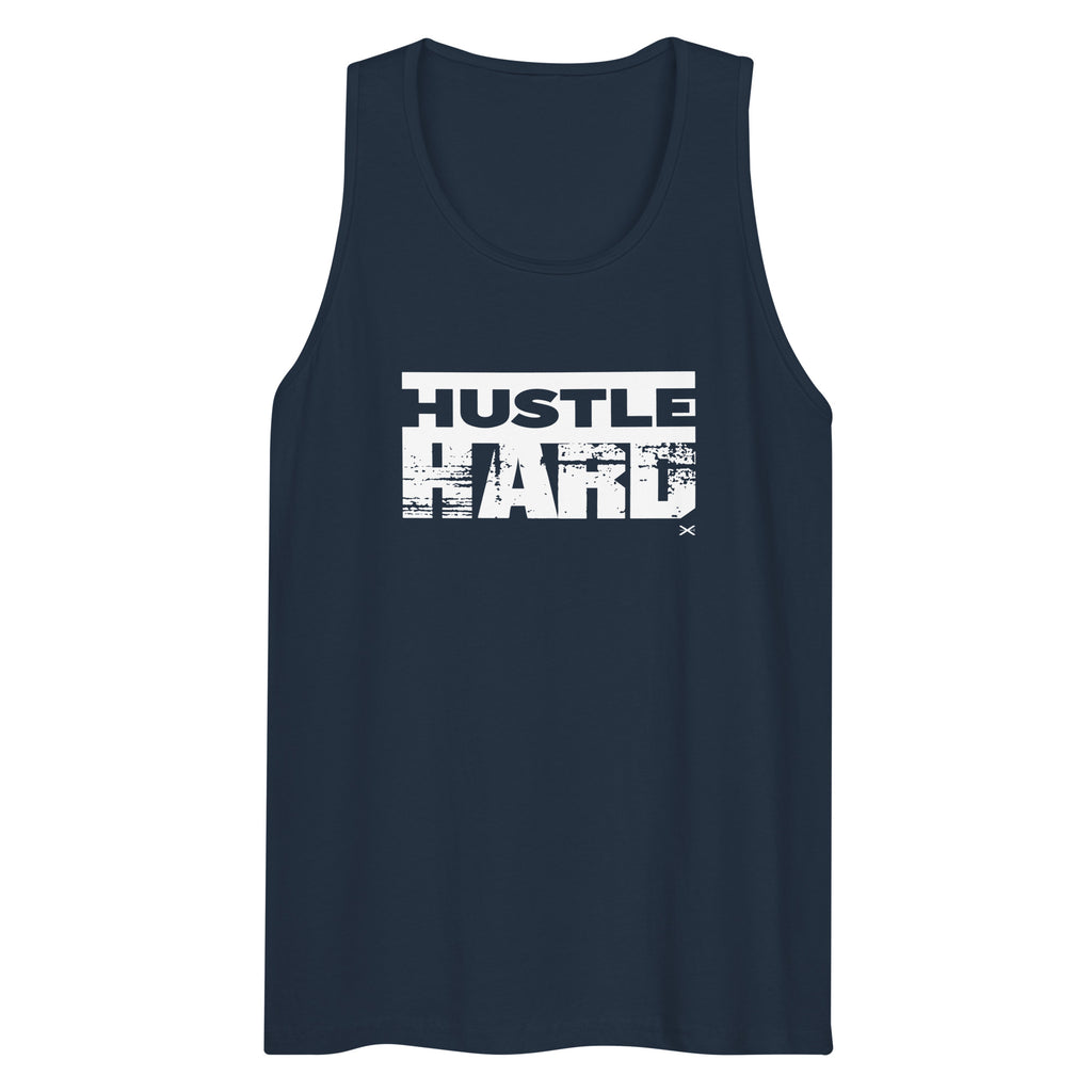 Hustle Hard Navy Premium Tank